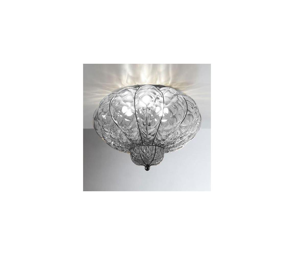SIRU - Lampa sufitowa SULTANO 3xE14/40W/230V pr.34 cm przezroczysta/czarna szkło weneckie