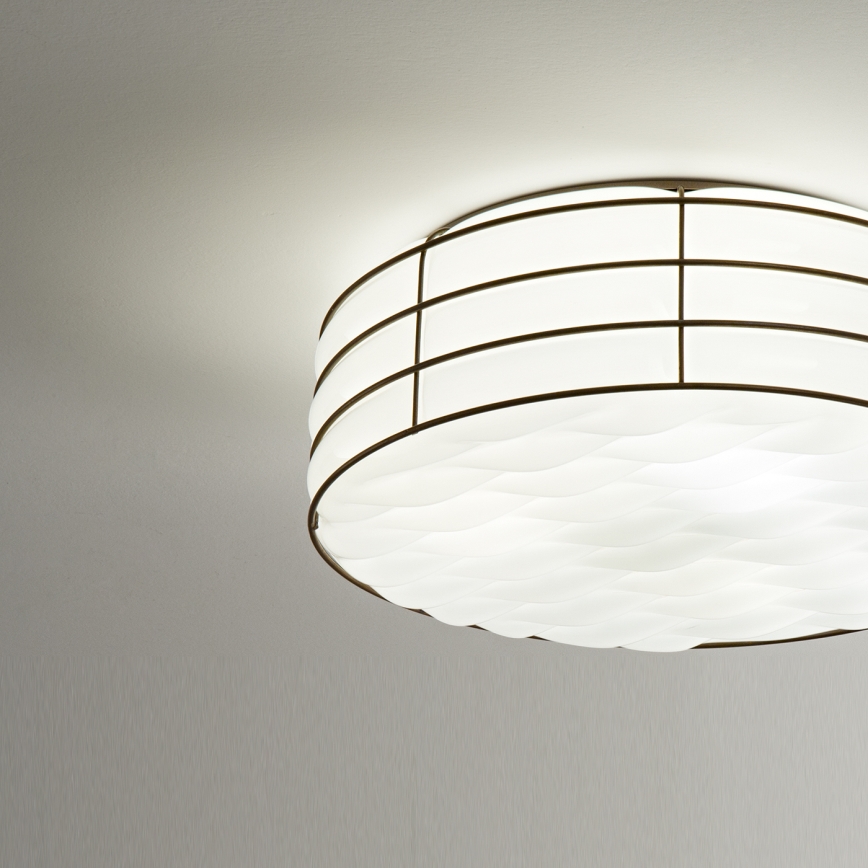 SIRU - Lampa sufitowa TAMIS 3xE14/40W/230V czarna/biała szkło weneckie