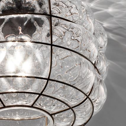 SIRU - Lampa sufitowa TERRA 1xE27/60W/230V czarna/przezroczysta szkło weneckie