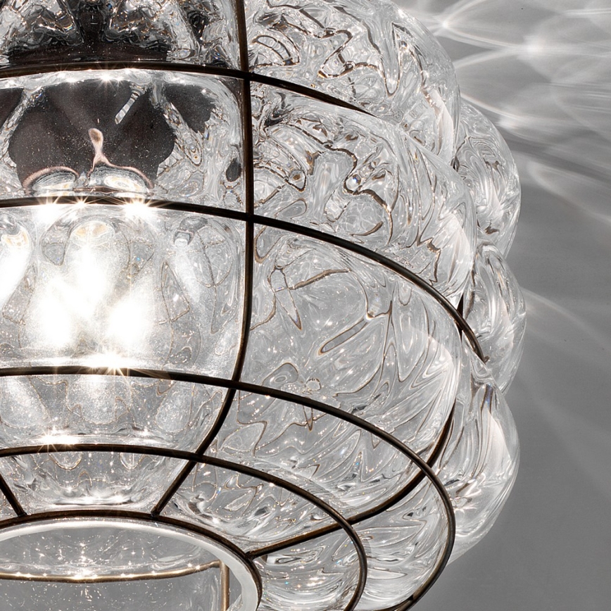 SIRU - Lampa sufitowa TERRA 1xE27/60W/230V czarna/przezroczysta szkło weneckie