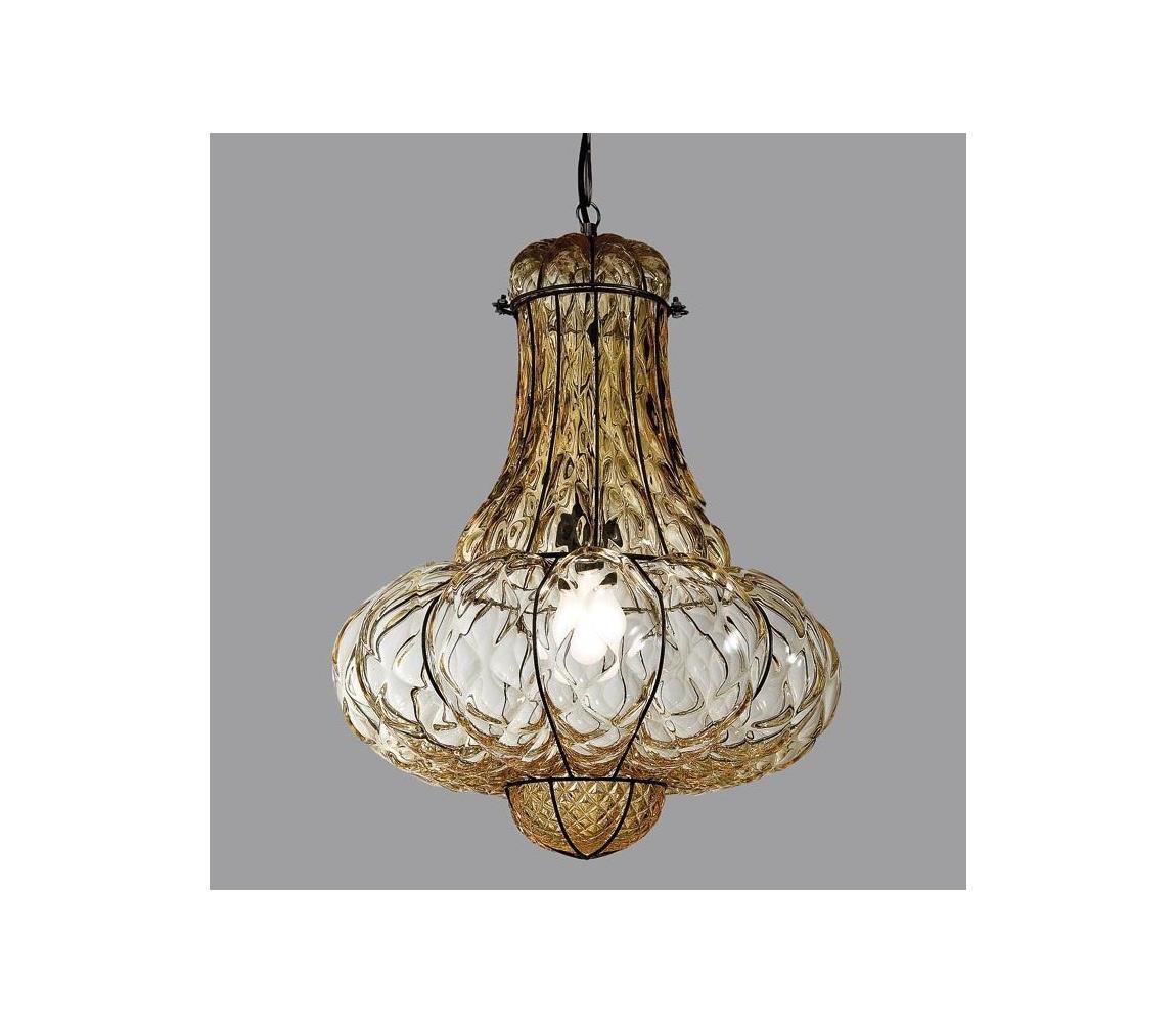 SIRU - Żyrandol na łańcuchu DOGE 1xE27/60W/230V śr. 30 cm beżowy/czarny szkło weneckie