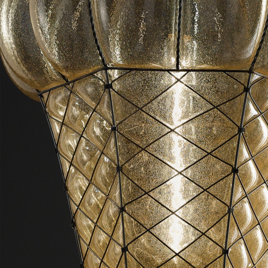 SIRU - Żyrandol na łańcuchu BABÀ 1xE27/60W/230V śr. 30 cm beżowy/brązowy szkło weneckie