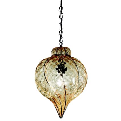 SIRU - Żyrandol na łańcuchu GOCCIA 1xE27/60W/230V pr.25 cm beżowy/brązowy szkło weneckie
