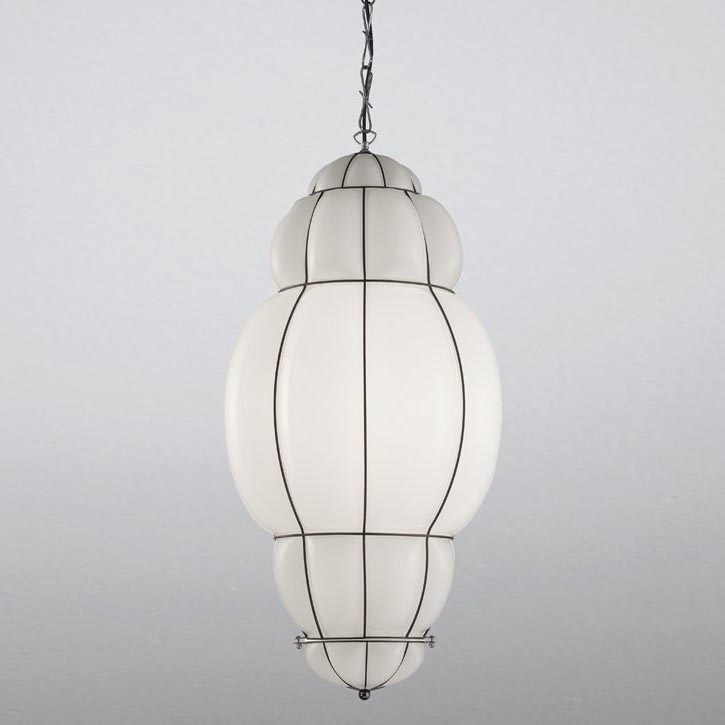 SIRU - Żyrandol na łańcuchu RIVISTO 1xE27/60W/230V śr. 45 cm czarny/biały szkło weneckie