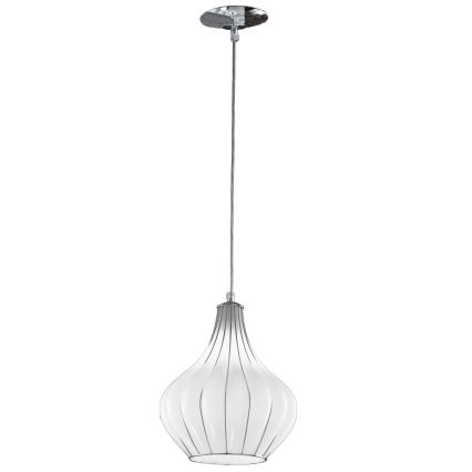 SIRU - Żyrandol na lince AURIGA 1xE14/40W/230V śr. 26 cm matowy chrom/biały Szkło weneckie