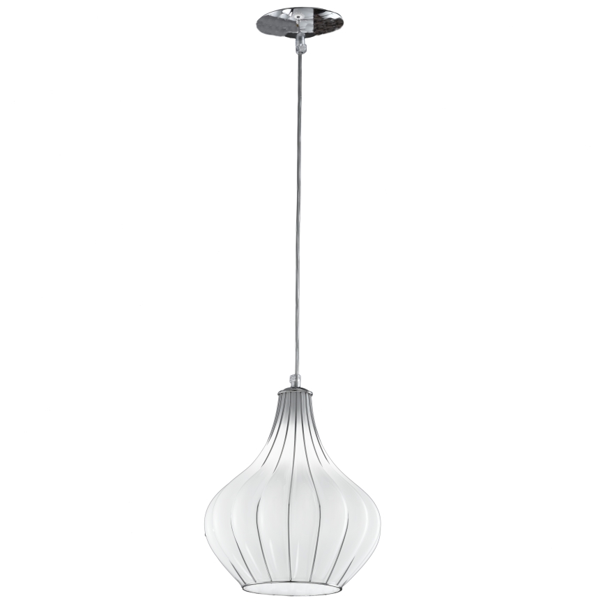 SIRU - Żyrandol na lince AURIGA 1xE14/40W/230V śr. 26 cm matowy chrom/biały Szkło weneckie