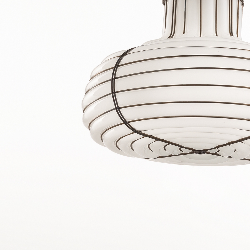 SIRU - Żyrandol na lince CHAPEAU 2xE14/40W/230V matowy chrom/biały Szkło weneckie