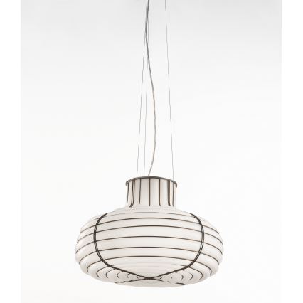 SIRU - Żyrandol na lince CHAPEAU 2xE14/40W/230V matowy chrom/biały Szkło weneckie