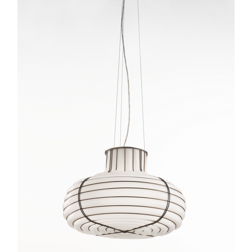 SIRU - Żyrandol na lince CHAPEAU 2xE14/40W/230V matowy chrom/biały Szkło weneckie