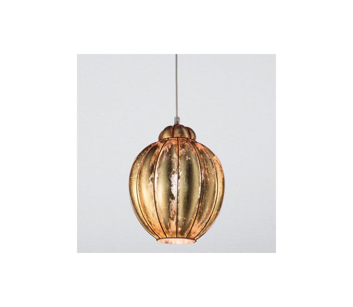 SIRU-Żyrandol na lince FOGLIA ORO 1xE27/60W/230V pr.25 cm złoty Szkło weneckie/złoty