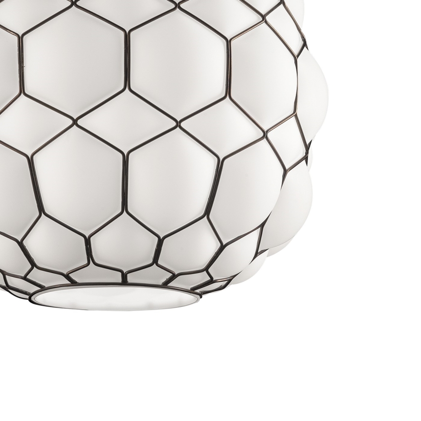 SIRU - Żyrandol na lince GALAPAGOS 1xE27/60W/230V czarne/białe Szkło weneckie