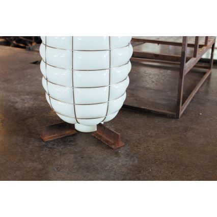 SIRU - Żyrandol na lince LANTERNA 1xE27/60W/230V śr. 32 cm czarny/biały szkło weneckie