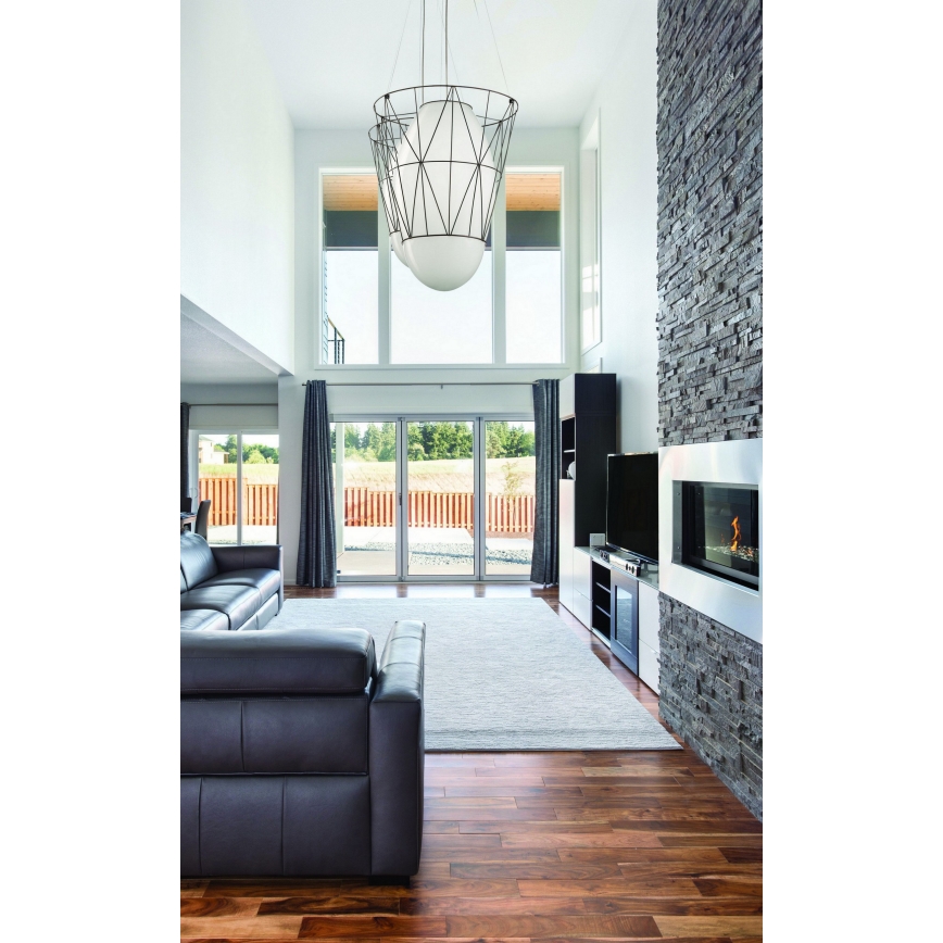 SIRU - Żyrandol na lince SEGNI 1xE27/60W/230V czarny/biały szkło weneckie