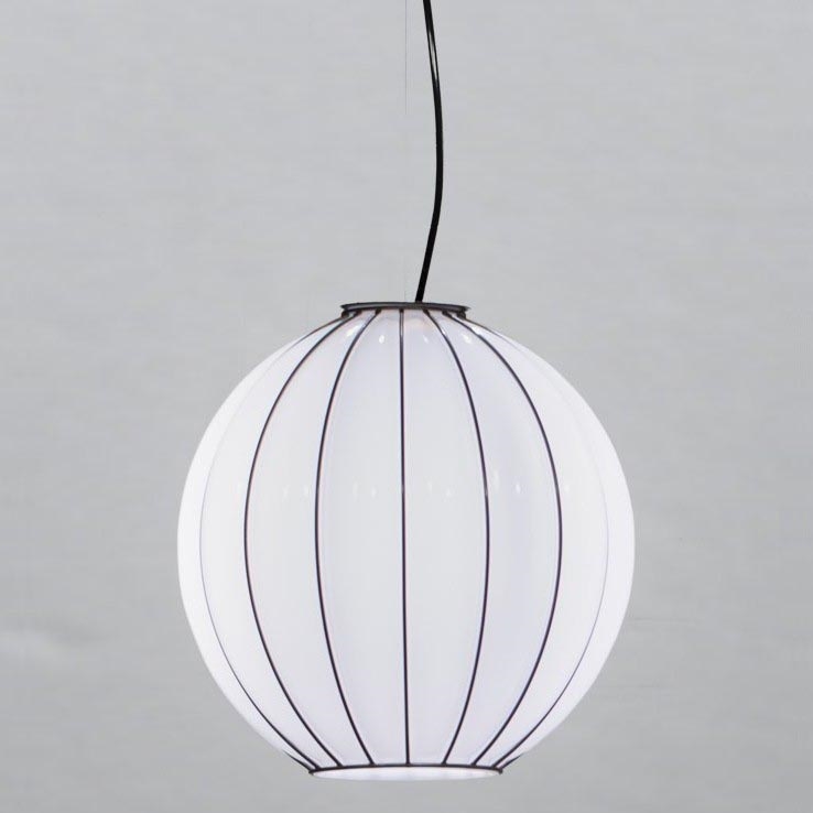 SIRU - Żyrandol na lince SFERA 1xE27/60W/230V śr. 32 cm czarny/biały szkło weneckie