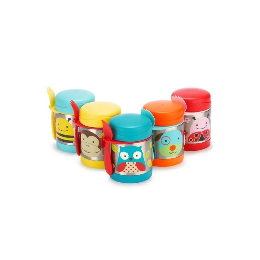 Skip Hop - Termopojemnik na żywność z łyżeczką/widelcem ZOO 325 ml sowa