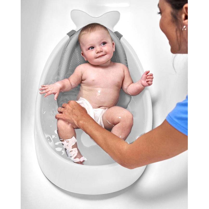 Skip Hop - Wanienka dziecięca z ergonomiczną podkładką MOBY 3 biała