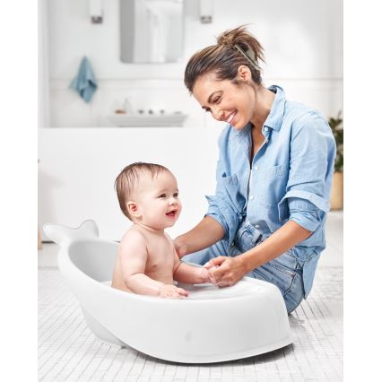 Skip Hop - Wanienka dziecięca z ergonomiczną podkładką MOBY 3 biała