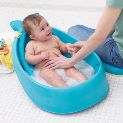Skip Hop - Wanienka dziecięca z ergonomiczną podkładką MOBY 3 niebieska