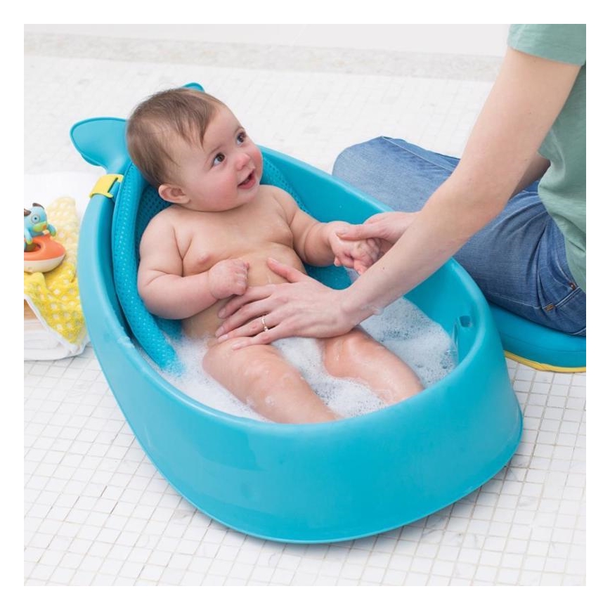 Skip Hop - Wanienka dziecięca z ergonomiczną podkładką MOBY 3 niebieska