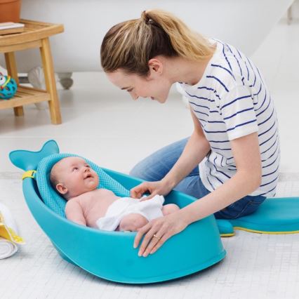 Skip Hop - Wanienka dziecięca z ergonomiczną podkładką MOBY 3 niebieska
