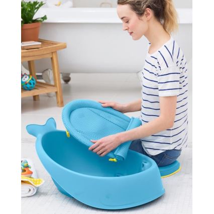 Skip Hop - Wanienka dziecięca z ergonomiczną podkładką MOBY 3 niebieska