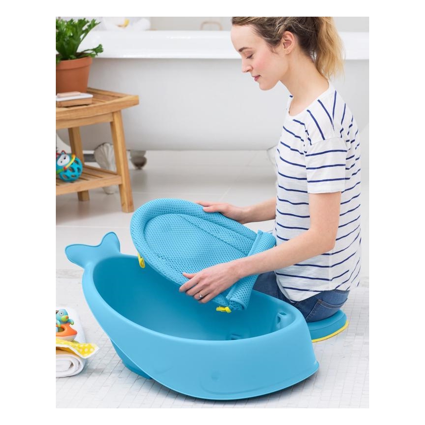 Skip Hop - Wanienka dziecięca z ergonomiczną podkładką MOBY 3 niebieska