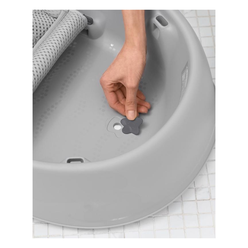 Skip Hop - Wanienka dziecięca z ergonomiczną podkładką MOBY 3 szara