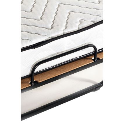 Składane metalowe łóżko jednoosobowe z materacem HERON 80x190 cm, białe, nośność 120 kg