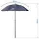 Składany parasol śr. 1,8 m szary