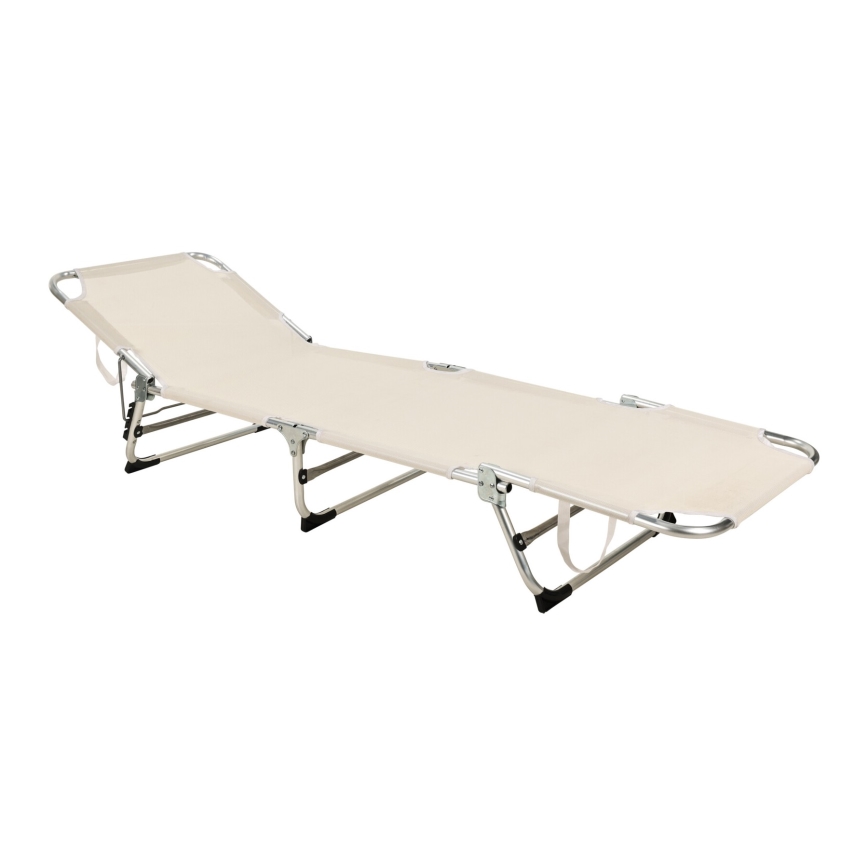 Składany regulowany leżak SUNO 56x190 cm kremowy