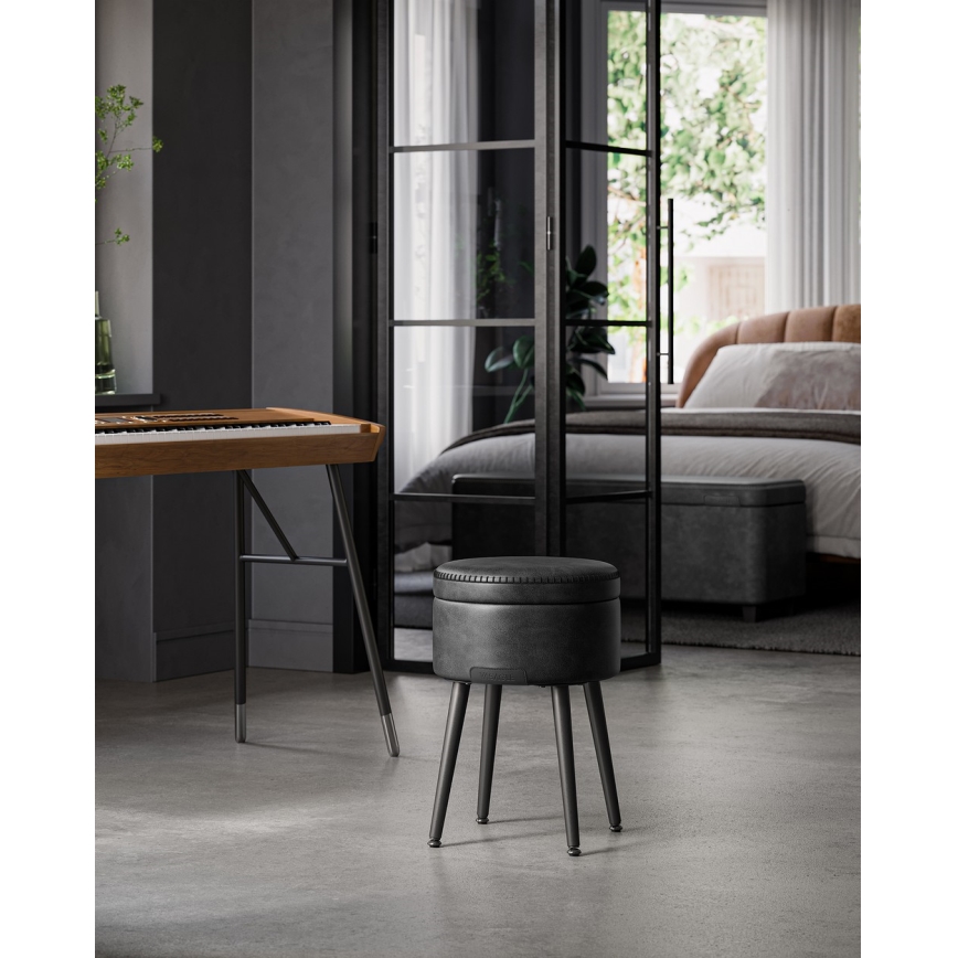 Skórzany taboret CORE czarny