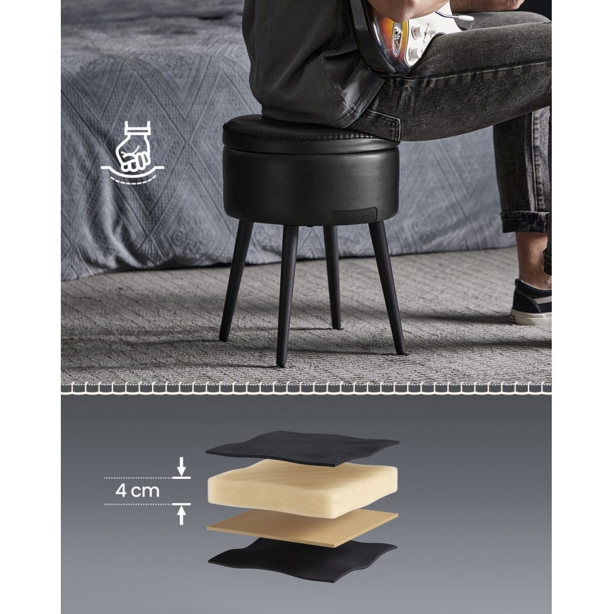 Skórzany taboret CORE czarny