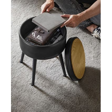 Skórzany taboret CORE czarny