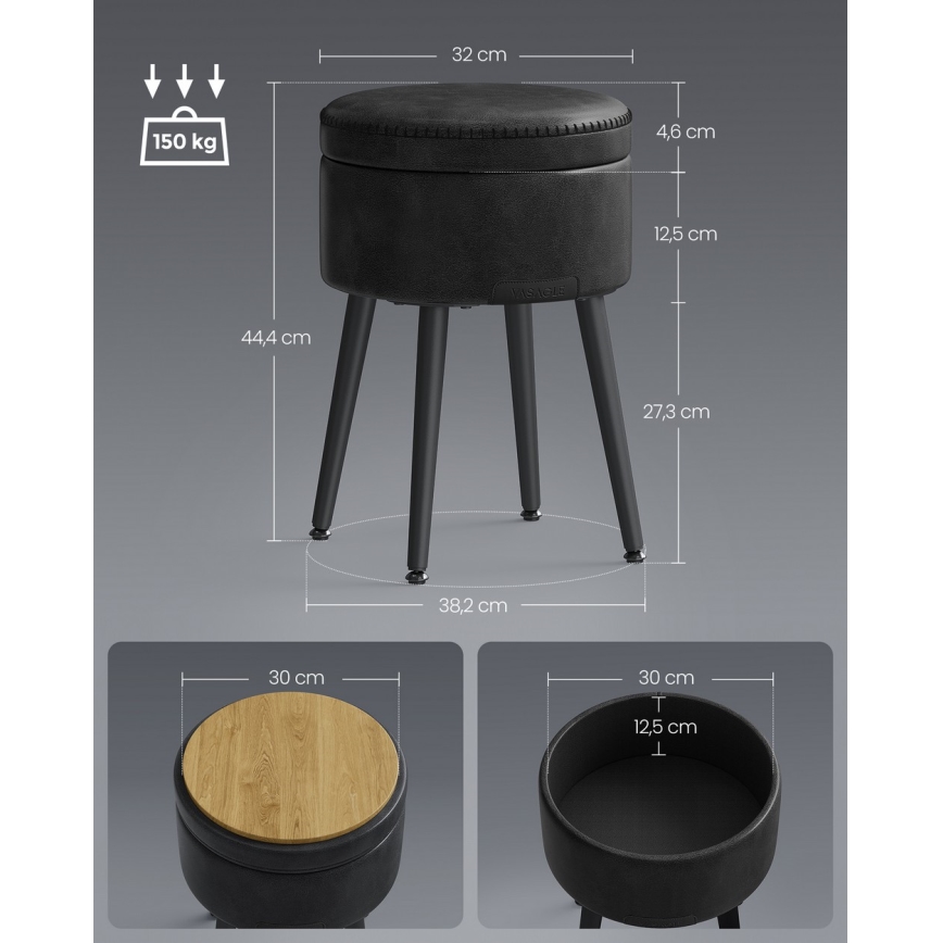 Skórzany taboret CORE czarny