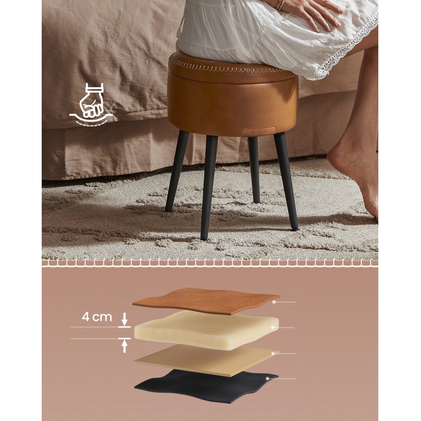 Skórzany taboret CORE koniakowy