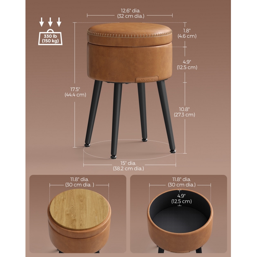Skórzany taboret CORE koniakowy