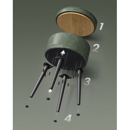 Skórzany taboret CORE zielony