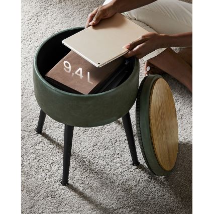Skórzany taboret CORE zielony