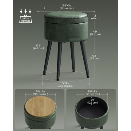 Skórzany taboret CORE zielony