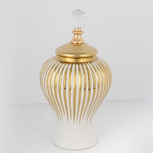 Słoik ceramiczny 35x17,5 cm złoty/biały