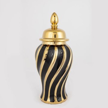 Słoik ceramiczny 36,5x16 cm złoty/czarny