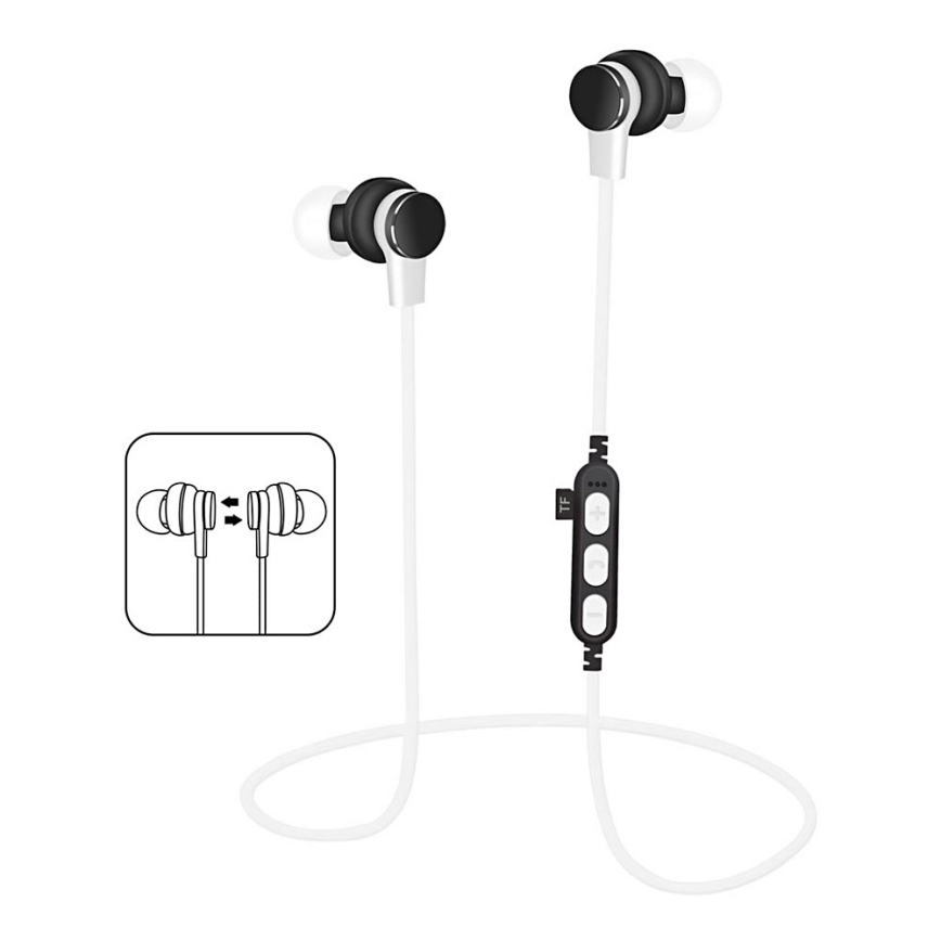 Słuchawki Bluetooth z mikrofonem i odtwarzaczem MicroSD 80 mAh białe/czarne