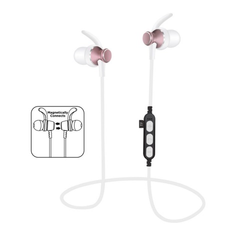 Słuchawki Bluetooth z mikrofonem i odtwarzaczem MicroSD białe/różowe