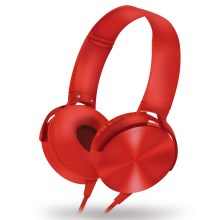 Słuchawki przewodowe z mikrofonem czerwone