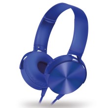 Słuchawki przewodowe z mikrofonem niebieskie