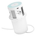 Słupek gniazdek do blatu z ładowaniem bezprzewodowym 4x230V + 2xUSB-A + 2xUSB-C biały