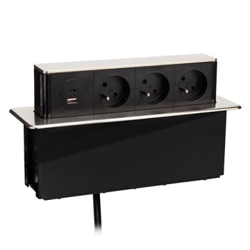 Słupek z gniazdami do blatu stołu 3x230V + USB-A + USB-C