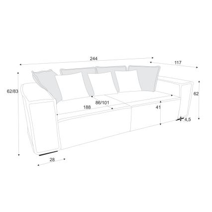 Sofa BOLZANO żółta/brązowa