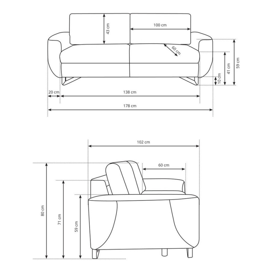 Sofa dwuosobowa AVESTA szary
