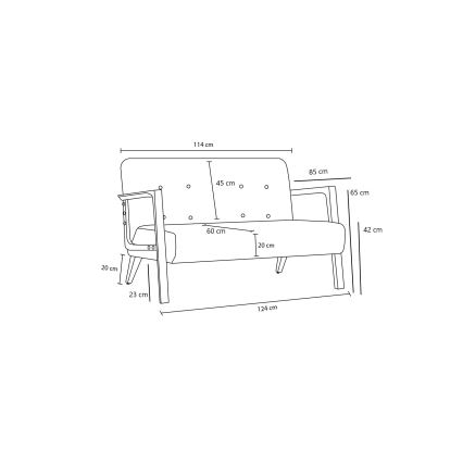 Sofa dwuosobowa TUMI, brązowa
